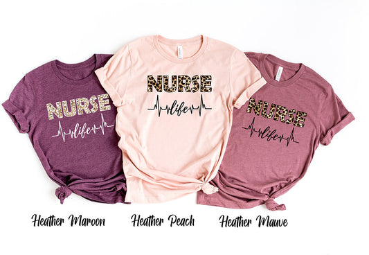 Leopard Nurse Life Short Sleeve Shirt