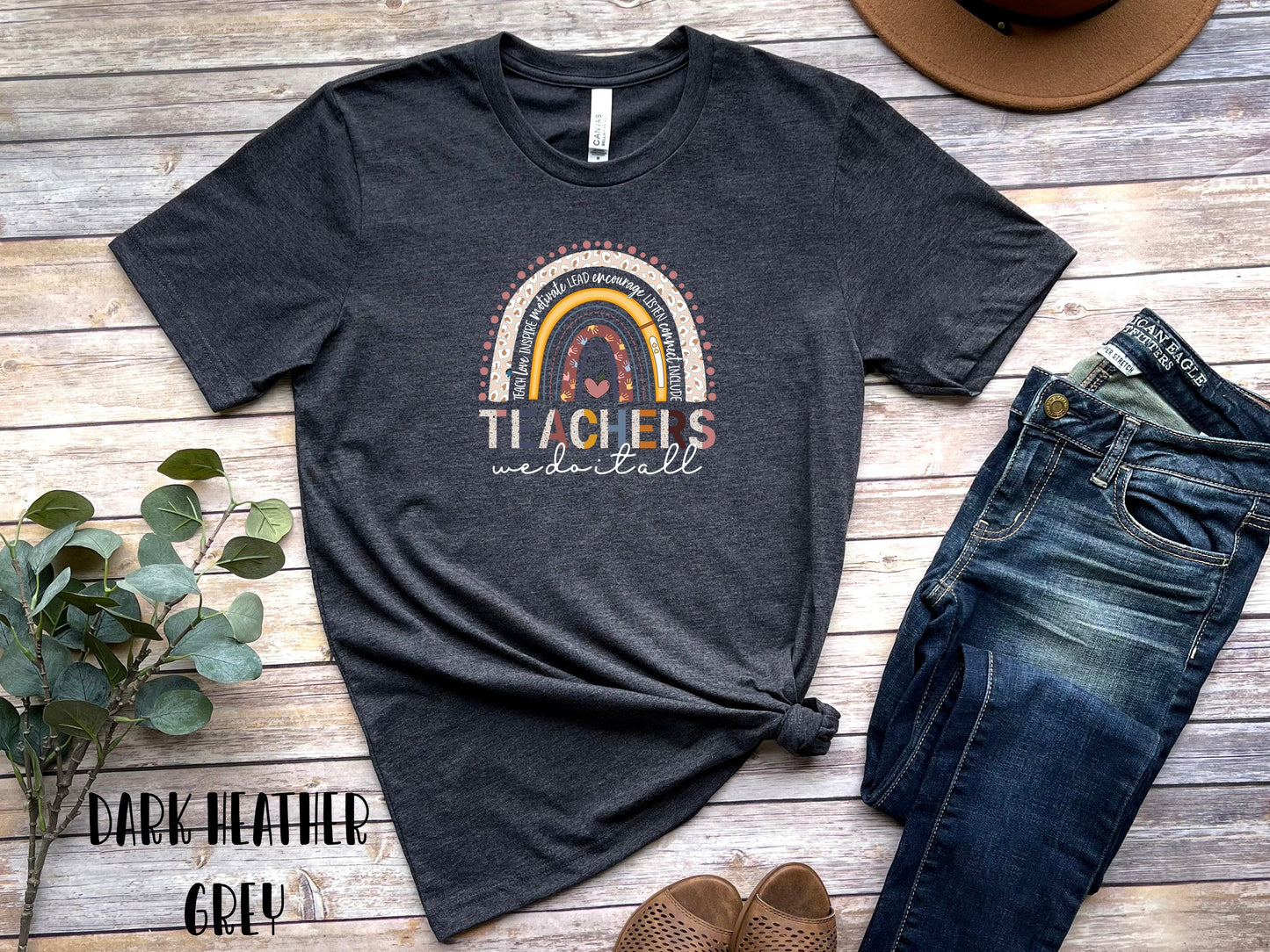 Teachers We Do It All Shirt, Rainbow Leopard Shirt