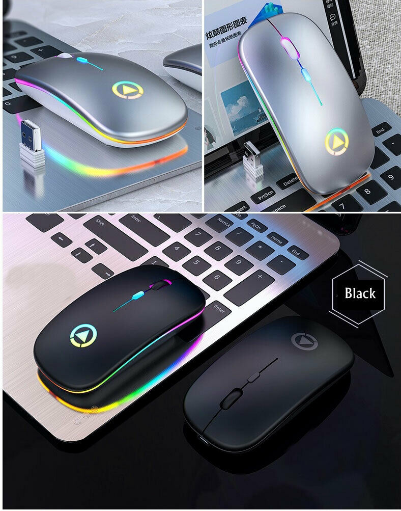 3pcs 2.4GHz RGB Wireless USB Rechargeable Mouse