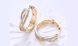 14K Gold Plating White Elements Twisted Abstract Clip On Earrings