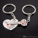 2 pcs Silver Plated Lovers Keychain Set