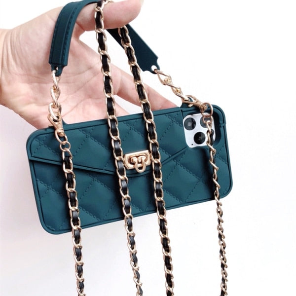 Wallet Handbag Crossbody phone case For iPhone 12 Card Slot Purse cover with Chain Strap