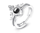 100 Language I Love You Adjustable Rings Set Silver Plated