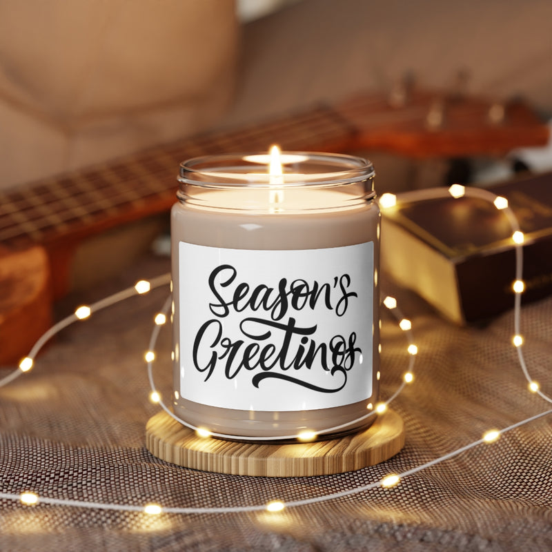 " Seasons Greetings " Scented Soy Candle, 9oz Birthday Gifts Holiday Gift White Sage Clean Cotton Lavender Sea Salt Scent