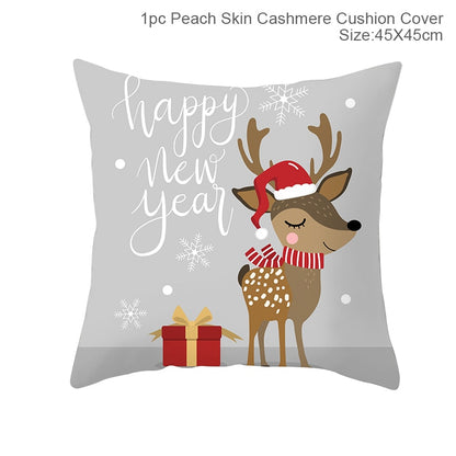 3pcs 45x45cm Cartoon Christmas Print Design Pillowcase