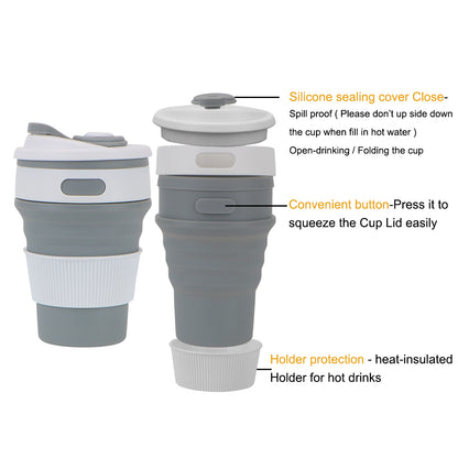 2 pcs Collapsible Food Grade Safety Silicone Cup with Compact Design