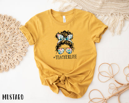 Messy Bun Teacher Life Short Sleeve Shirt