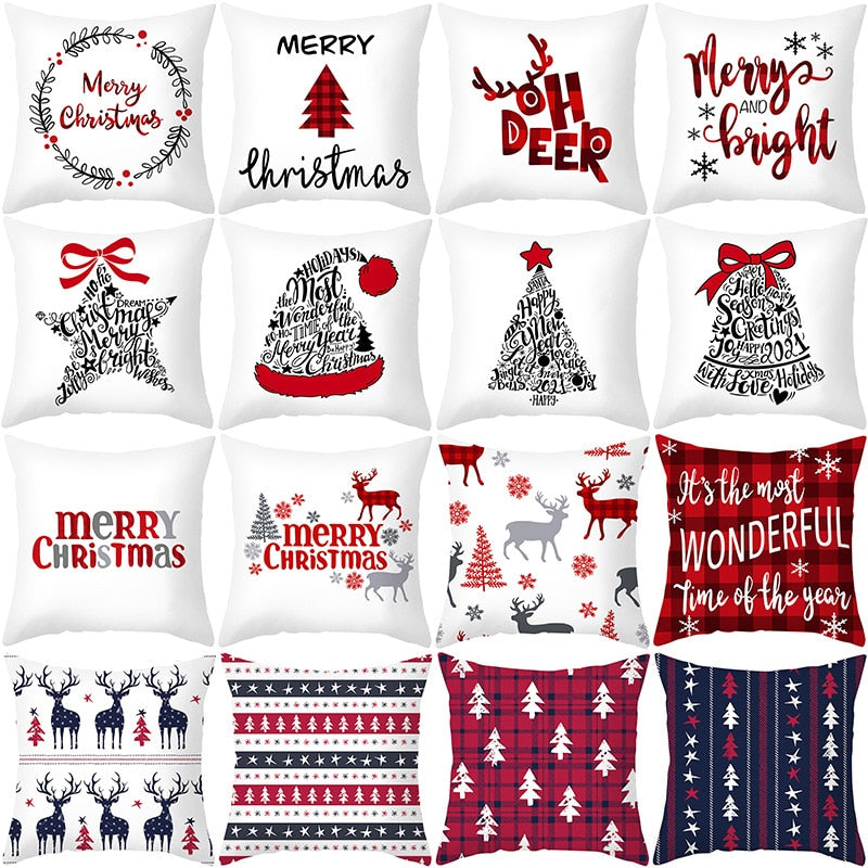 3pcs 45x45cm Cartoon Christmas Print Design Pillowcase