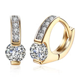 Baby Cut Square Huggie Earring in 18K Gold Plated with  Crystals