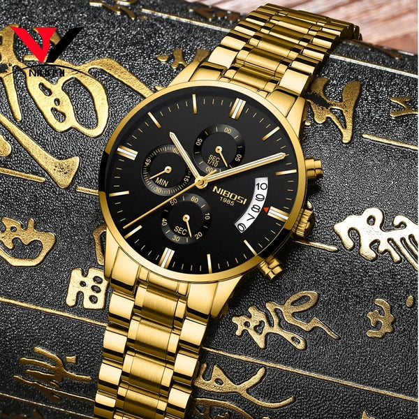 Men's Elegant Wrist Watches Sleek, Gold design, and Stylish Timepiece