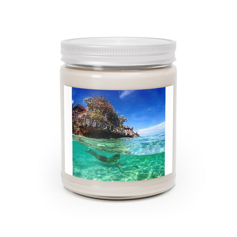 " Under Water Scenery " Design Scented Candles, 9oz Holiday Gift Birthday Gift Comfort Spice Scent, Sea Breeze Scent, Vanilla Bean Scent Home Decor