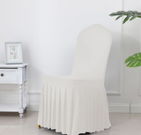 3pcs Wedding Spandex Chair Cover With  Pleated Ruffled  Skirt