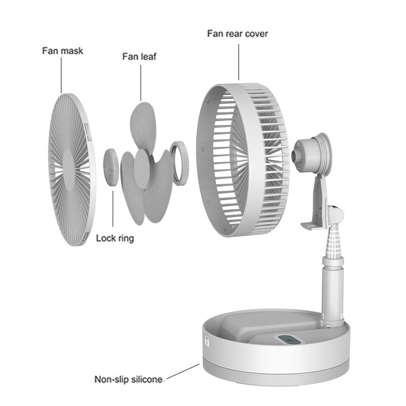 HATV Portable Fan USB Rechargeable with a large capacity 7200mAh battery that can be recharged for extended use.