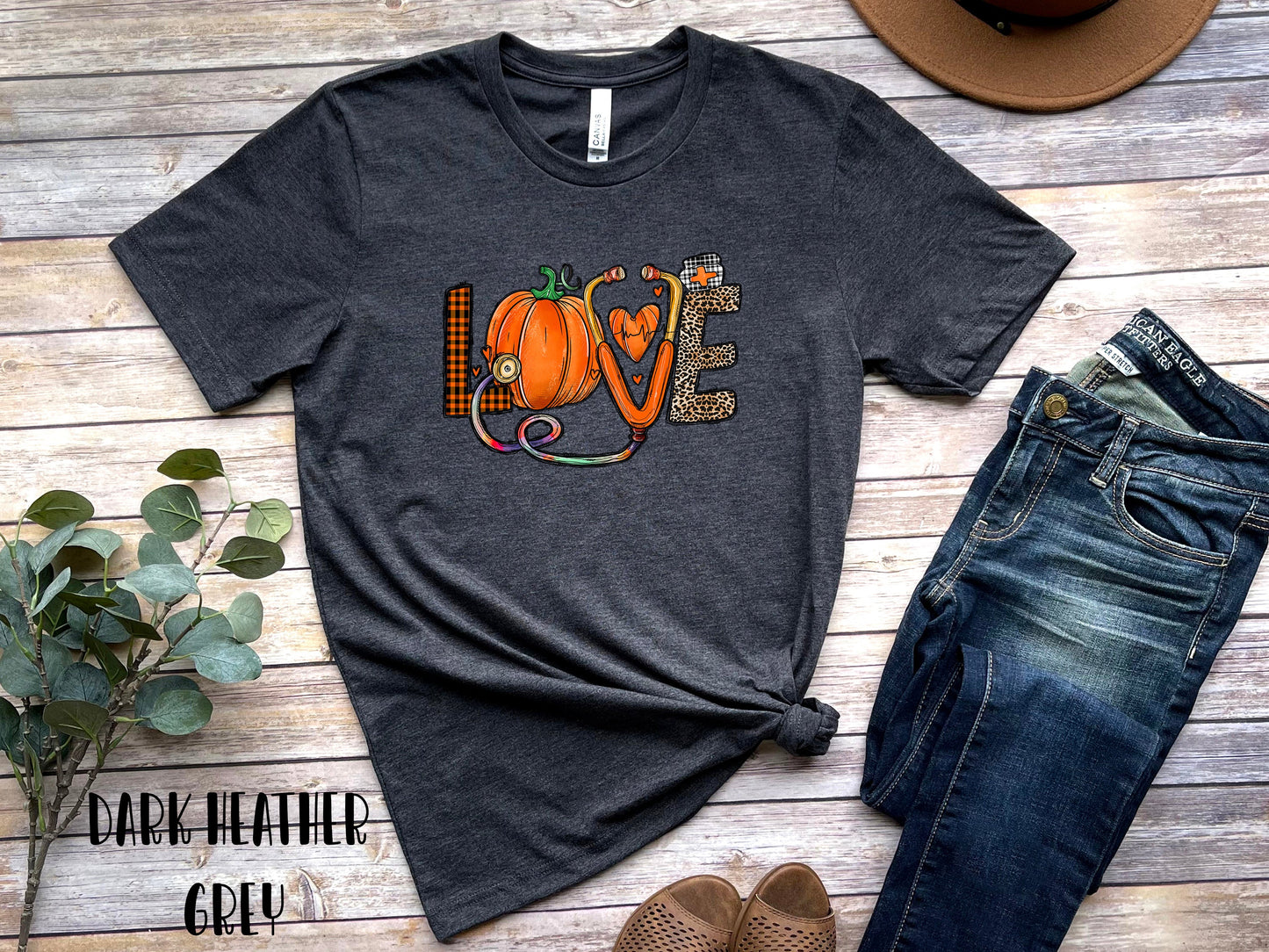" Love Nurse Shirt" Nurse Thanksgiving Short Sleeve Shirt