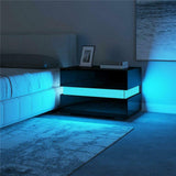 Multifunction RGB LED Nightstands Cabinet Storage Bedside Table Night Table Bedroom Nightstand Home Furniture for Night Lighting