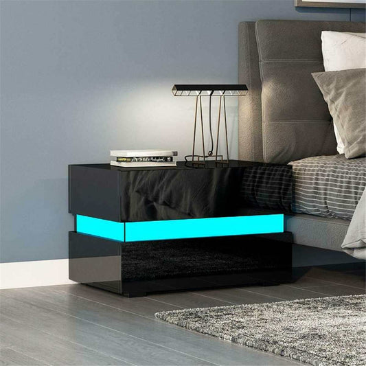 RGB LED Nightstand Coffee Table Magazine Bed side Table Cabinet Storage Bedside Table Bedroom Home Furniture Bedroom Decoration
