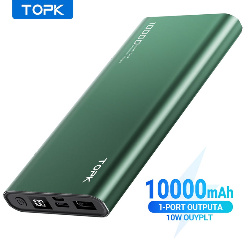 TOPK I1006P Power Bank 10000mAh Portable Charger LED External Battery PD Fast Charging PoverBank For iPhone 14 Pro Max 13 Xiaomi