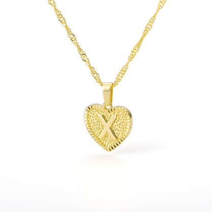 A-Z Initial Letter Heart Pendant Necklace For Women Stainless Steel Alphabet Heart Charm Chain Choker Jewelry Gift