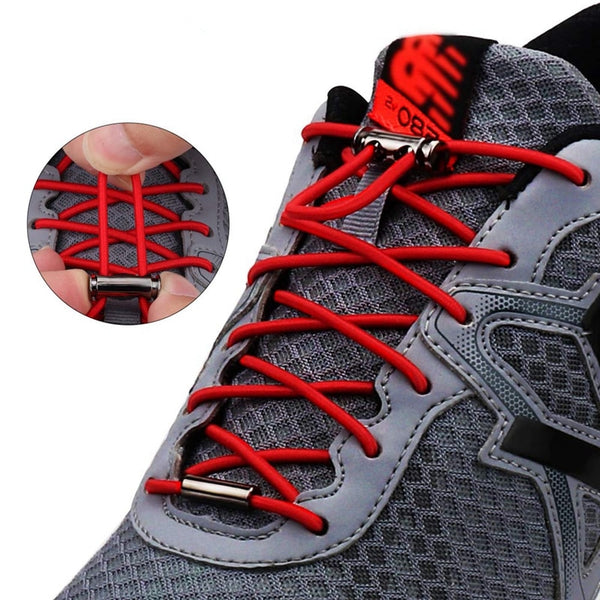 1 Pair No Tie Shoe Laces Elastic Shoelaces Round Metal Buckle Kids Adult Quick Lock Shoelace Leisure Sneakers Lazy Lace