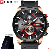 CURREN Men's Watch Leather Brand Luxury Quartz Clock Fashion Chronograph Wristwatch Male Sport