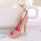 High Heel Shoe Keychain Rhinestone Crystal Purse Car Key Chain Bag Decorative Alloy Keyring