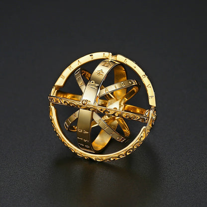 Astronomy Ball Rings Men Openable Rotate Sphere Cosmic Planet letter Ring Women Fashion Jewelry 7-12 Size