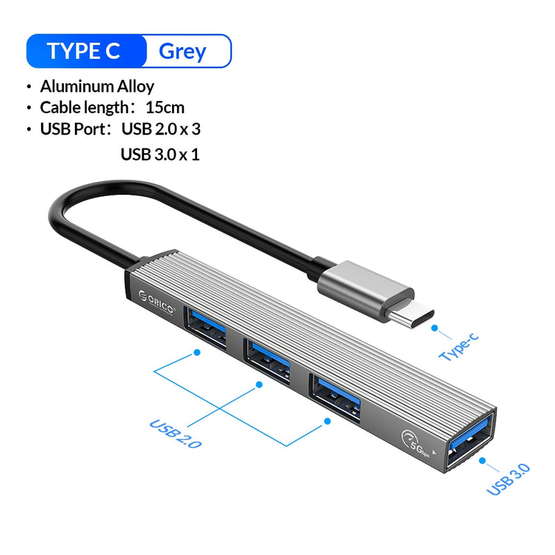 USB HUB 4 Port USB 3.0 Splitter With Micro USB Power Port Multiple High Speed OTG Adapter for Computer Laptop Accessories