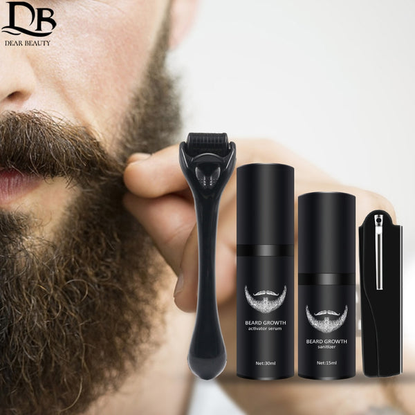 Beard Growth Kit Hair Growth Enhancer Thicker Oil Nourishing Leave-in Conditioner Beard Grow Set with Beard Growth roller