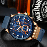 CURREN Men's Watch Leather Brand Luxury Quartz Clock Fashion Chronograph Wristwatch Male Sport