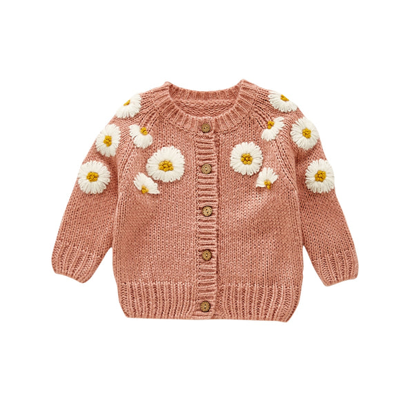 0-24M Newborn Infant Baby Girl Casual Cute Sweaters Long Sleeve O-Neck Floral Printed Knitting Top 2Colors