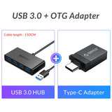 USB HUB 4 Port USB 3.0 Splitter With Micro USB Power Port Multiple High Speed OTG Adapter for Computer Laptop Accessories