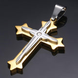 Cross Pendant Necklaces For Men Black Gold Color Silver Color Stainless Steel Charm Chain Male Hip Hop Jewelry