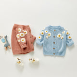 0-24M Newborn Infant Baby Girl Casual Cute Sweaters Long Sleeve O-Neck Floral Printed Knitting Top 2Colors