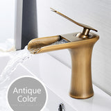 Basin Faucets Waterfall Bathroom Faucet Single handle Basin Mixer Tap Bath Antique Faucet Brass Sink Water Crane Silver