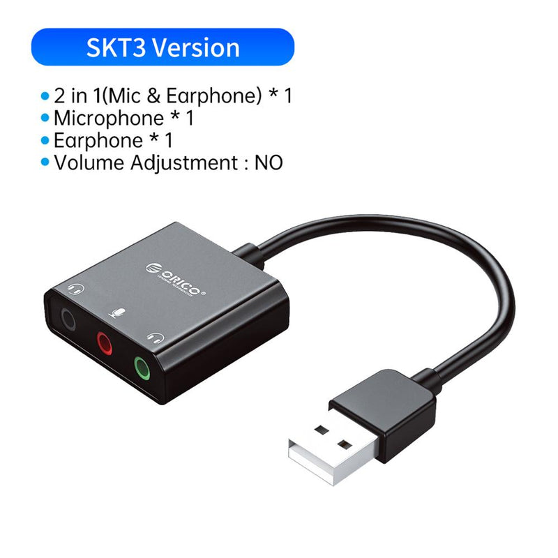 External USB Sound Card Stereo Mic Speaker Headset Audio Jack 3.5mm Cable Adapter Mute Switch Volume Adjustment Free Drive