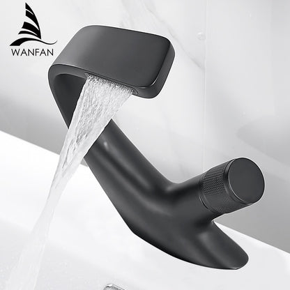 Basin Faucets Matte Black Modern Bathroom Mixer Tap Brass Washbasin Faucet Single Handle Single Hole Elegant Crane