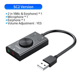 External USB Sound Card Stereo Mic Speaker Headset Audio Jack 3.5mm Cable Adapter Mute Switch Volume Adjustment Free Drive