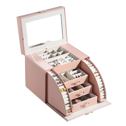 Casegrace Multi-layer Large Jewelry Organizer Box PU Leather Drawer Storage Gift Case For Earrings Ring Jewellery Display Boxes