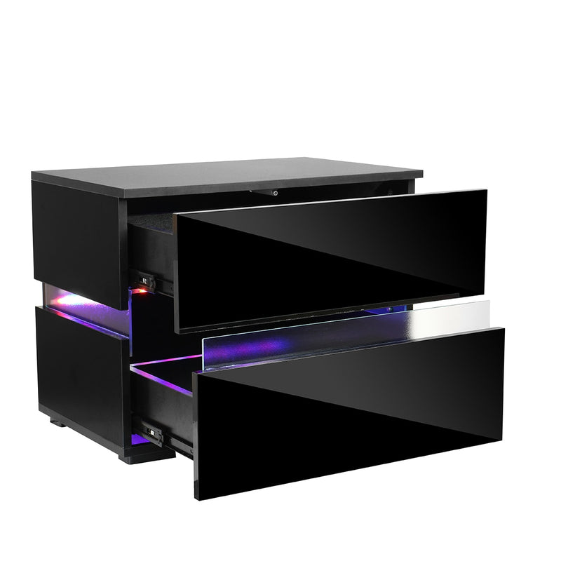 RGB LED Nightstand Coffee Table Magazine Bed side Table Cabinet Storage Bedside Table Bedroom Home Furniture Bedroom Decoration