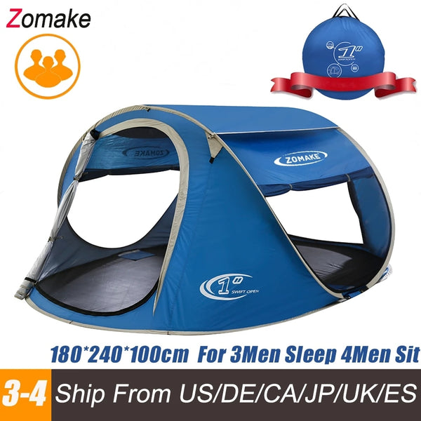 ZOMAKE Beach Tent Pop Up Large Automatic Instant Lightweight Hiking Camping Tent for 3 Person Waterproof  Tent  Foldable