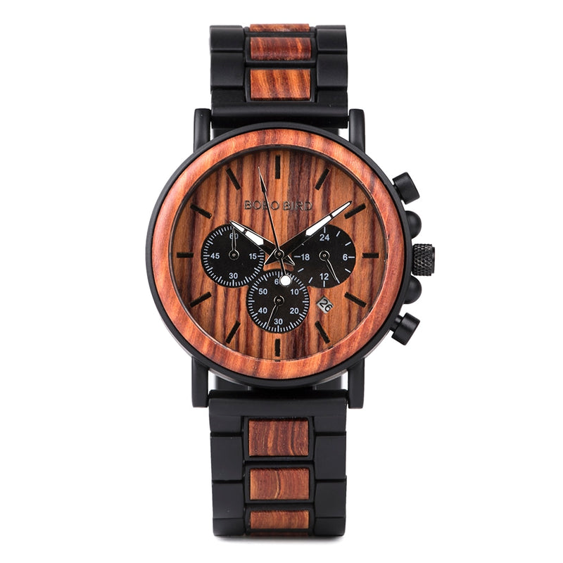 BOBO BIRD Men Watch Wood Watches Women Timepieces Chronograph Quartz Wristwatches