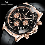 PAGANI DESIGN Top Brand New Rubber Strap Chronograph Watch Men Quartz Wristwatch Luxury Sapphire Glass Sports Watch