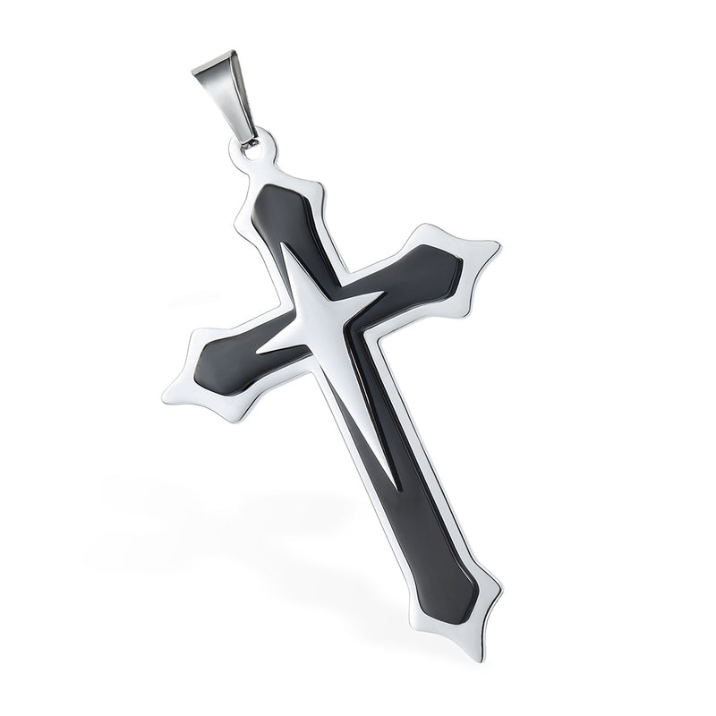 Cross Pendant Necklaces For Men Black Gold Color Silver Color Stainless Steel Charm Chain Male Hip Hop Jewelry