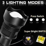 350000cd XPH90 70 50 LED Powerful Rechargeable Tactical Handled EDC Flashlight cob Bike Camping Underwater Search Portable Light