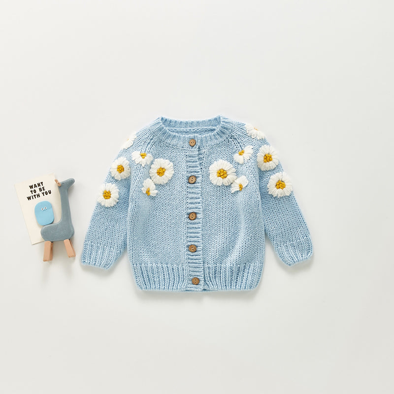 0-24M Newborn Infant Baby Girl Casual Cute Sweaters Long Sleeve O-Neck Floral Printed Knitting Top 2Colors