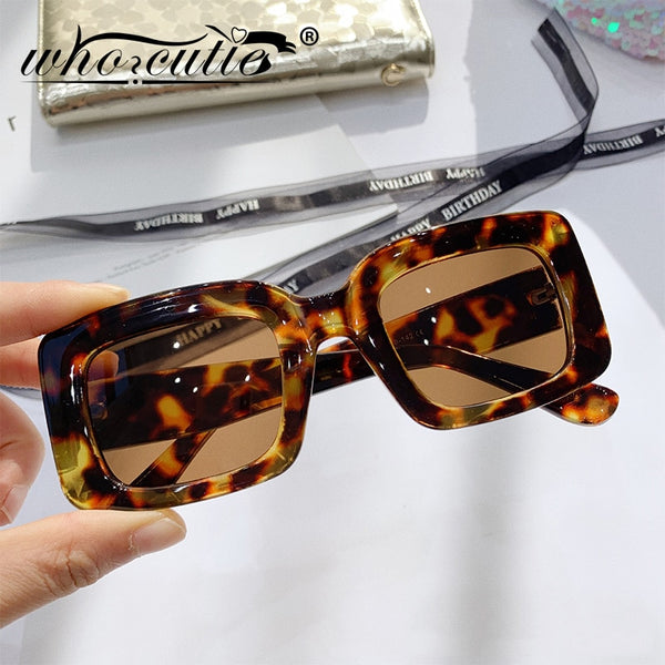 Vintage Oversized Square Sunglasses Women Retro Brand Design Rectangular Thick Frame Leopard Chic Sun Glasses Shades Men OM586