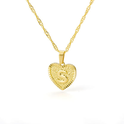 A-Z Initial Letter Heart Pendant Necklace For Women Stainless Steel Alphabet Heart Charm Chain Choker Jewelry Gift