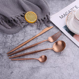 White Gold Cutlery Set Western 18/10 Stainless Steel Tableware Home Spoon Fork Knife Chopsticks Kit Dinnerware Sets tableware