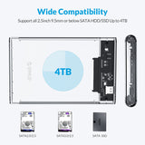 ORICO Transparent HDD Case SATA to USB 3.0 Hard Drive Case External 2.5 & 39 HDD Enclosure for HDD SSD Disk Case Box Support UASP