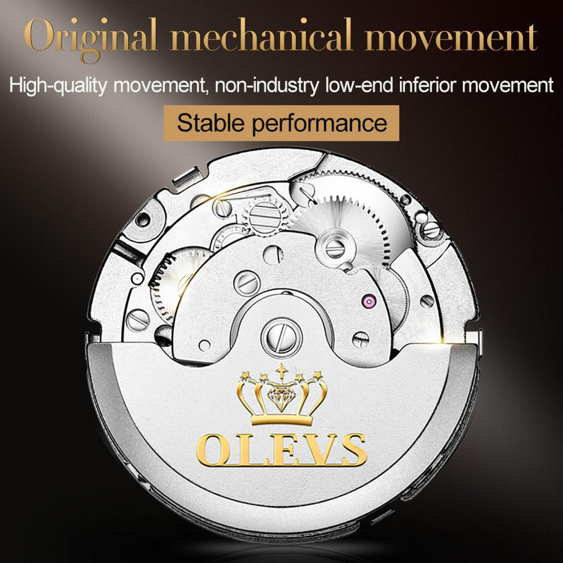 OLEVS Original Watch For Men Automatic Mechanical Watch Top Brand Luxury Tourbillon Wristwatch Classic Male Black Watches  6607